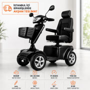 P402 Akülü Tekerlekli Sandalye Engelli Aracı | Güçlü Motoru ve 35-40 km Menziliyle 4 Tekerlekli Scooter