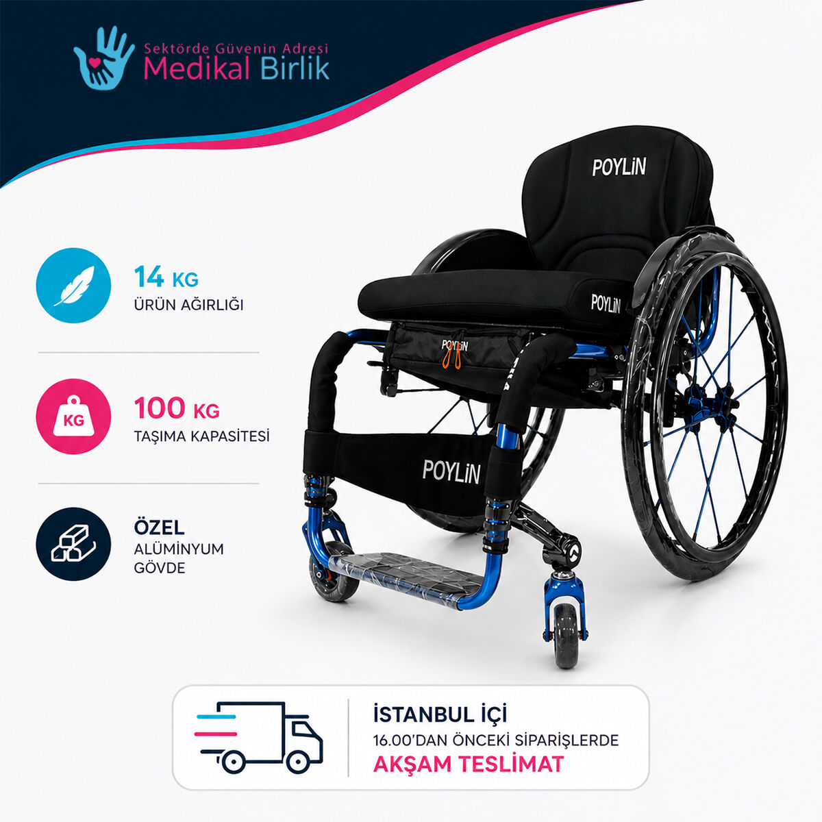 P151 Aktif Tekerlekli Sandalye | Hafif, Hızlı Tepkili ve Aktif Kullanıma Uygun Manuel Sandalye