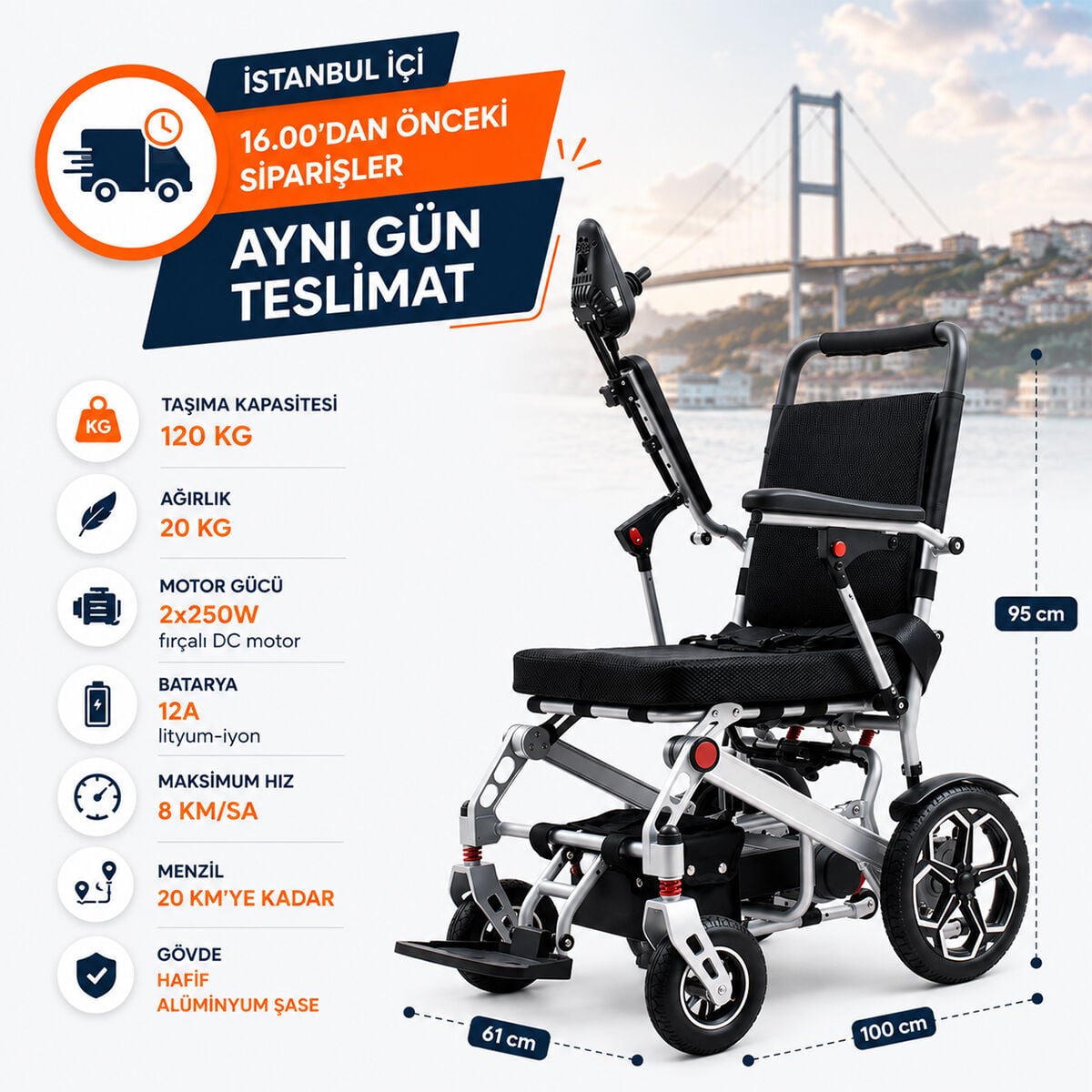 P199 Hafif Akülü Tekerlekli Sandalye